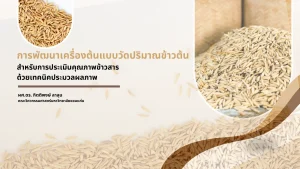 การพัฒนาเครื่องต้นแบบวัดปริมาณข้าวต้นสำหรับการประเมินคุณภาพข้าวสารด้วยเทคนิคประมวลผลภาพ
